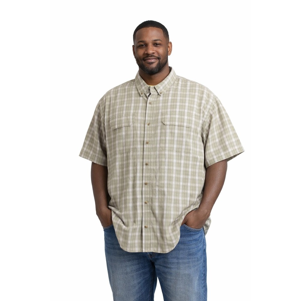 Brazos Men's 2XL Plaid Button-Up Shirt Outdoor Hiking Fishing Dadcore Casual